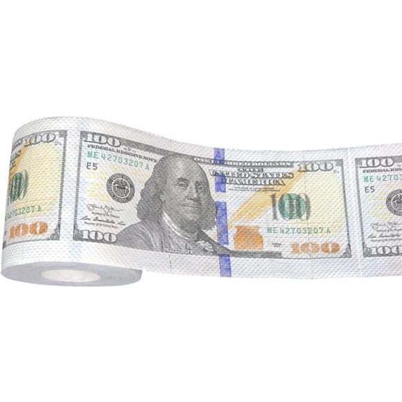 240-Sheet Gag Joke Money Toilet‎ Paper, 100 Dollar Bill, 1 Roll - Picture 4 of 7